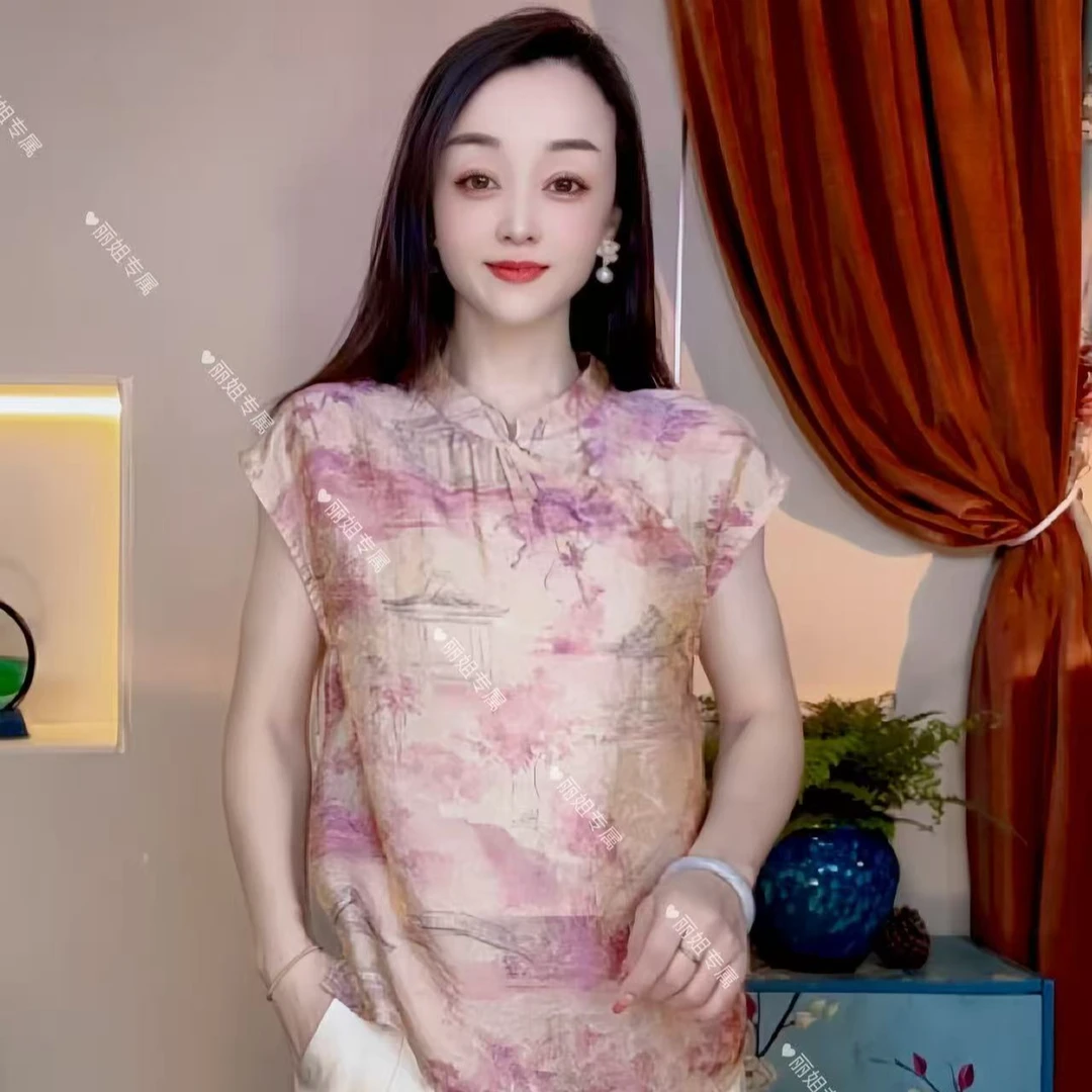 2025新款高端优雅一百香云沙小飞袖上衣小衫15539