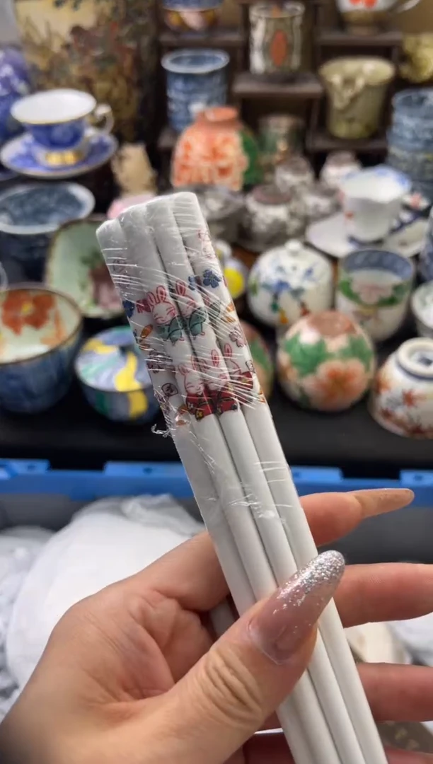 【闪购商品】瓷片骨瓷筷子5双六六瓷器工艺品瓷器