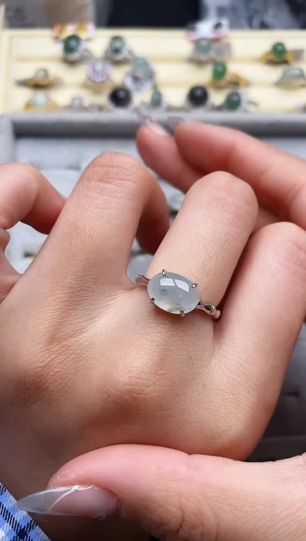 【闪购商品】翡翠戒指银S925镶嵌66666666+5