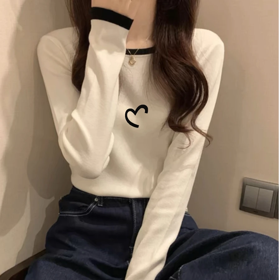 修身内搭设计感小众长袖T恤女早春秋冬上衣2025新款洋气打底衫