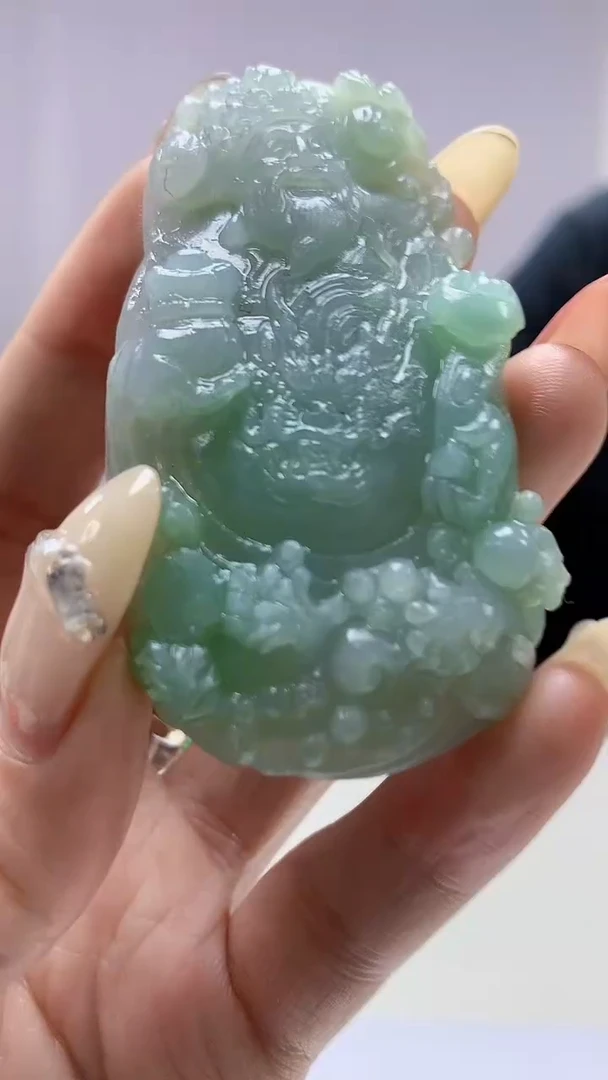 【闪购商品】定制翡翠未镶嵌3916DD-毛货挂件财神67