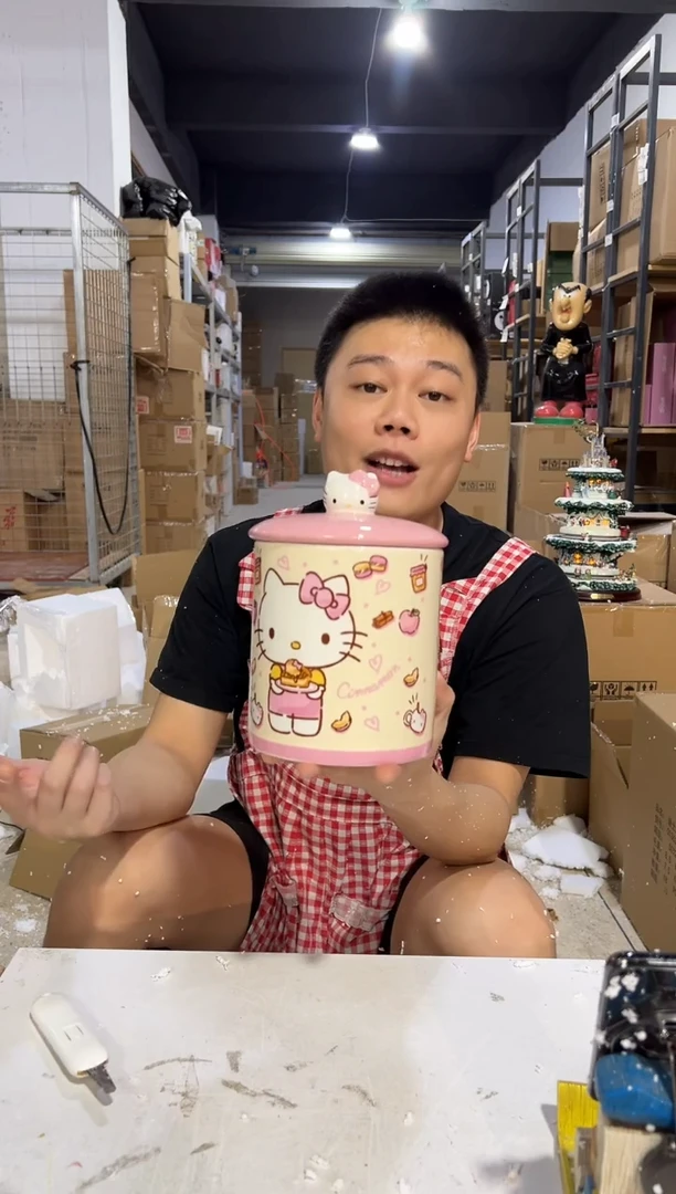 瓷片陶瓷b款粉色kt储物罐