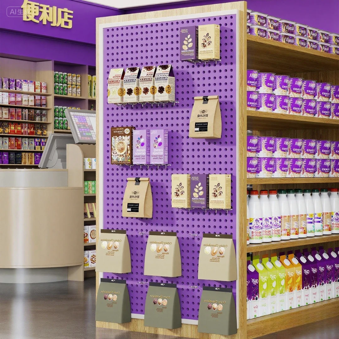 洞洞板置物架墙上五金收纳不锈钢冲孔板超市工具挂墙板货架