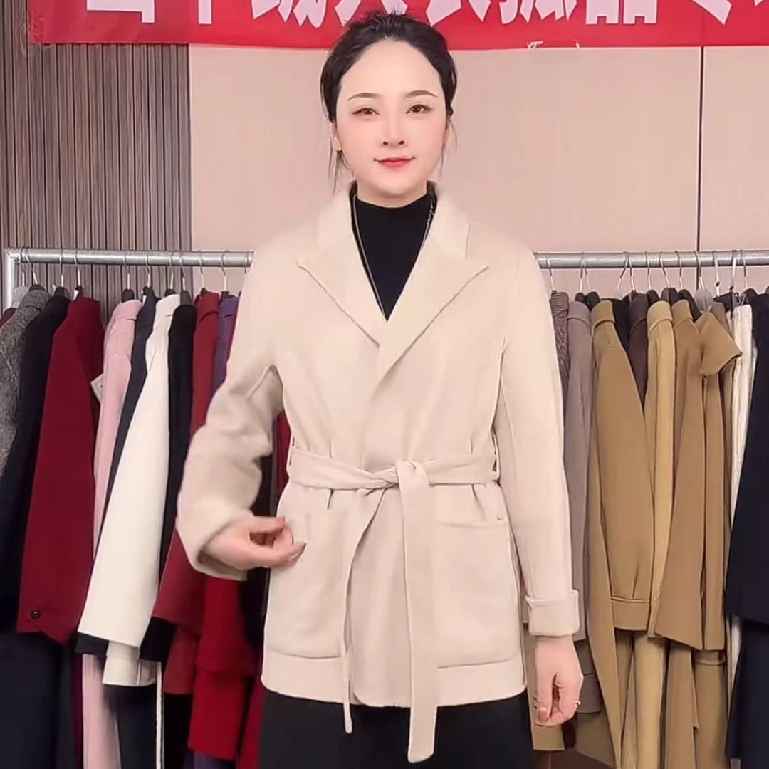 【100%羊毛大衣】2202-2025新款秋冬双面羊毛大衣外套冬季加厚短款