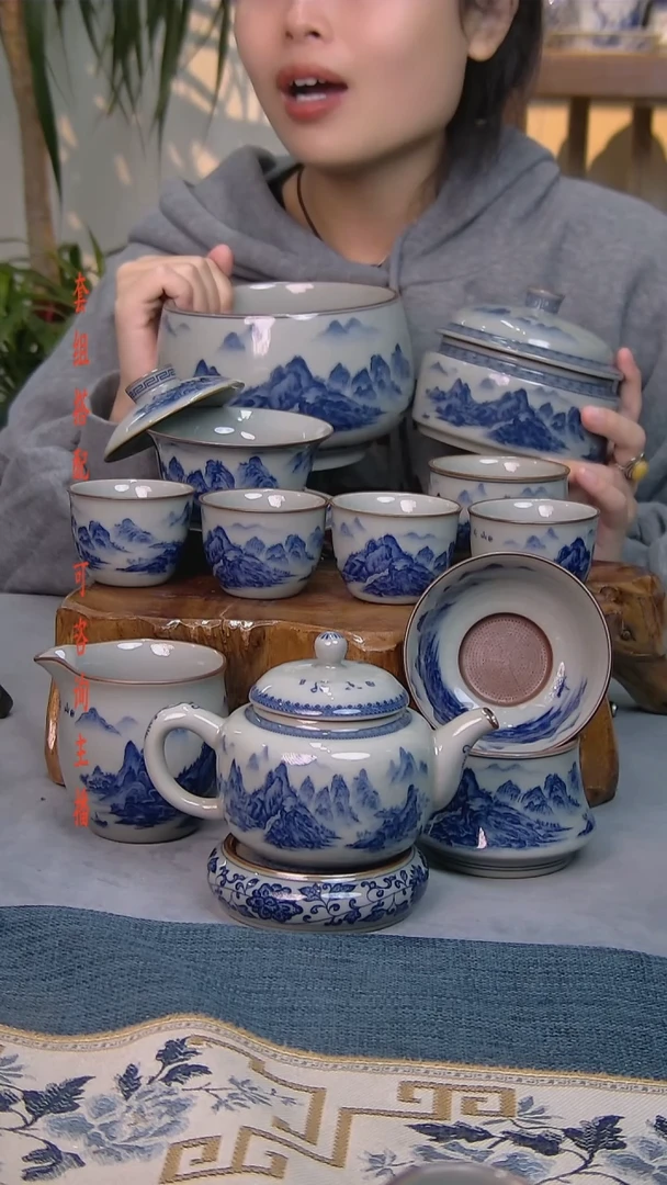 简装家用款12件套 老陶泥开片纹陶瓷茶具