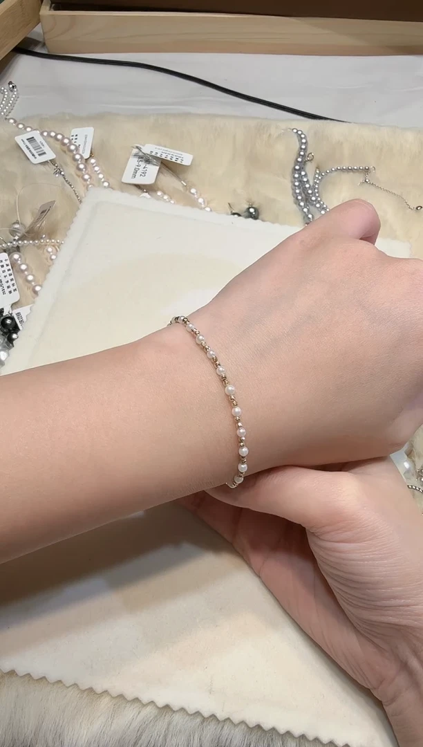 18K金镶嵌.海水珍珠珍珠手链zzxm