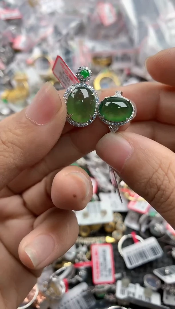 银S925镶嵌戒指翡翠16               7