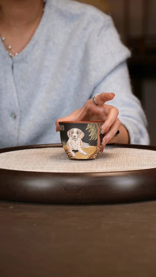 【陶岭】底槽清粉浆杯 狗  120c
