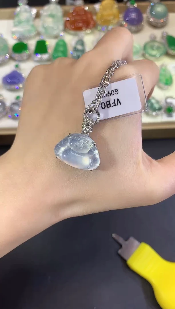 吊坠(不含链)18K金镶嵌翡翠45-佛公（不含链和扣