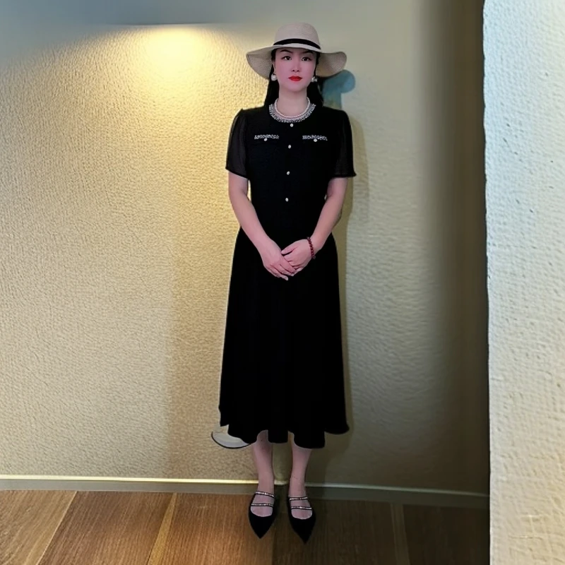 夏季轻奢优雅显瘦气质小黑裙6306-1