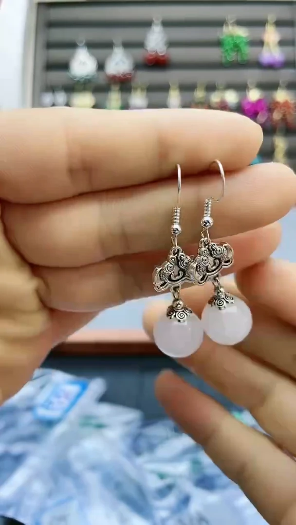 【闪购商品】和田玉耳饰银S925镶嵌353000