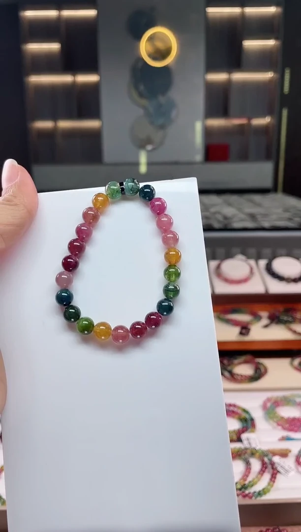 未镶嵌老矿碧玺单圈手串8mm+碧玺（多样性发一条）Q