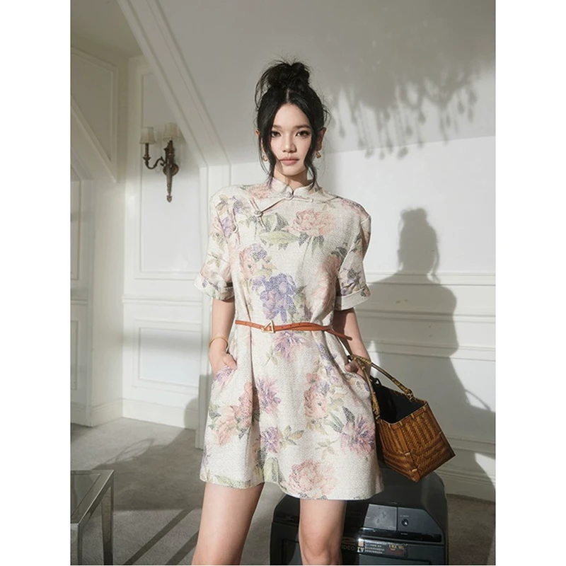 FOREVERCAN“风华正茂”新中式国风手工盘扣立领连衣裙 SD21481