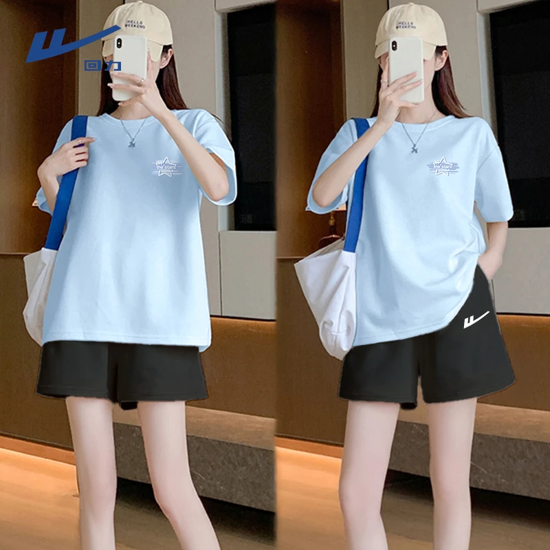 回力纯棉短袖短裤运动套装多巴胺色系夏日出游OOTD短袖短裤套装女