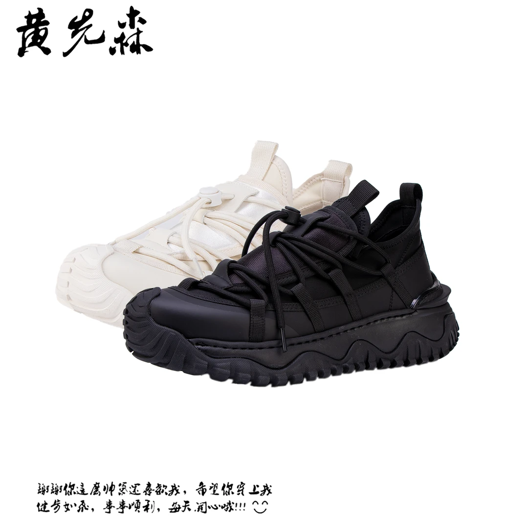 2025新款欧洲站小众潮牌轻便防滑厚底网面懒人一脚蹬休闲老爹鞋