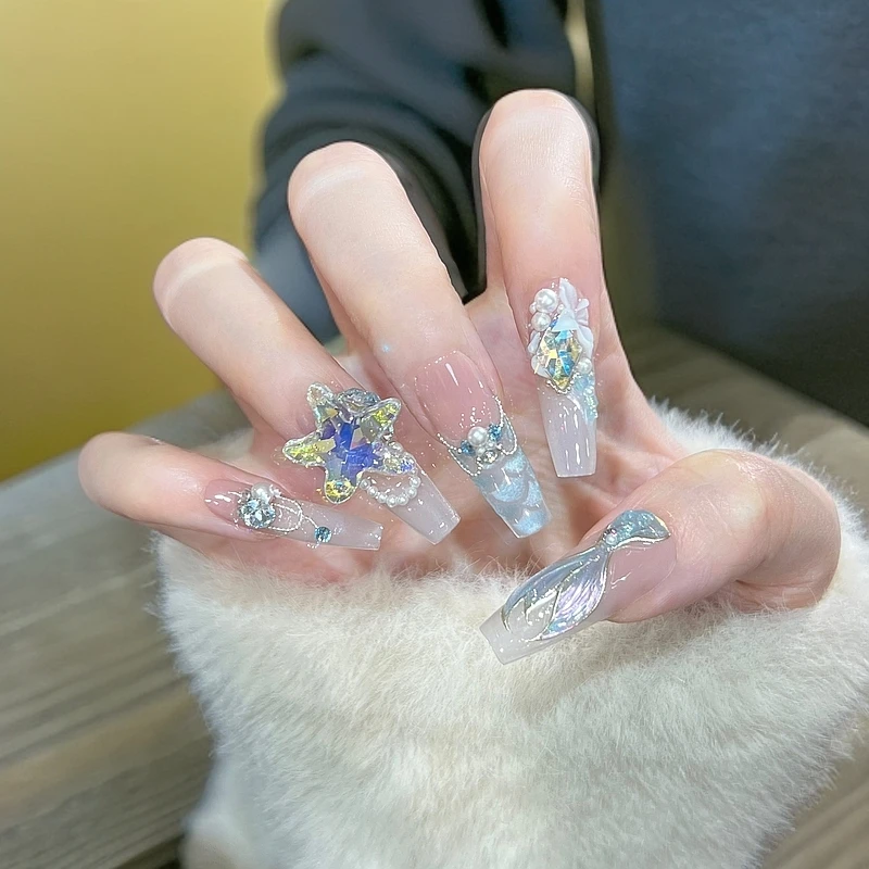 本宫指义【重2001深海人鱼姬/施华】重工穿戴甲底色032月光粉反渐变