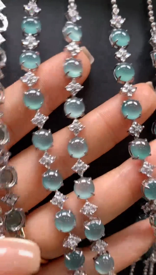 翡翠银S925镶嵌颈饰多样性发其一（7蛋链方320014）不退