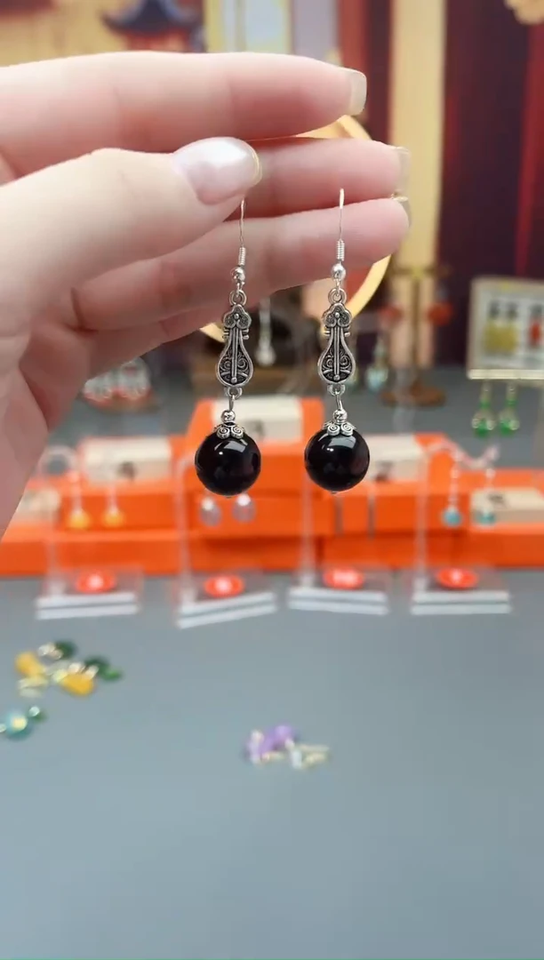 未镶嵌黑曜岩耳饰314