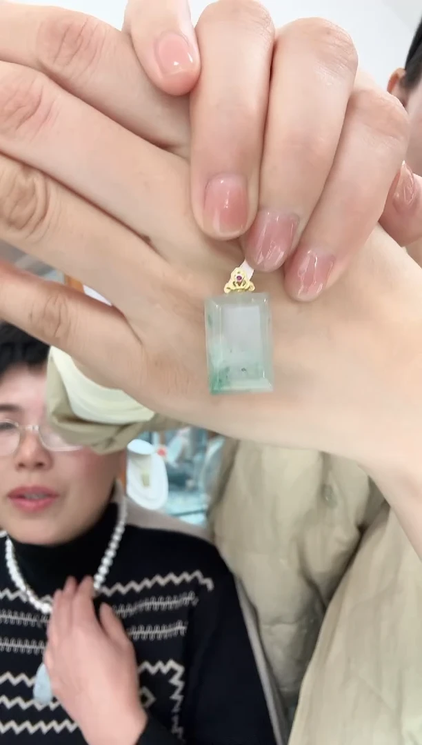 吊坠(不含链)银S925镶嵌石英质玉（非洲翠）小方糖多样性发一件