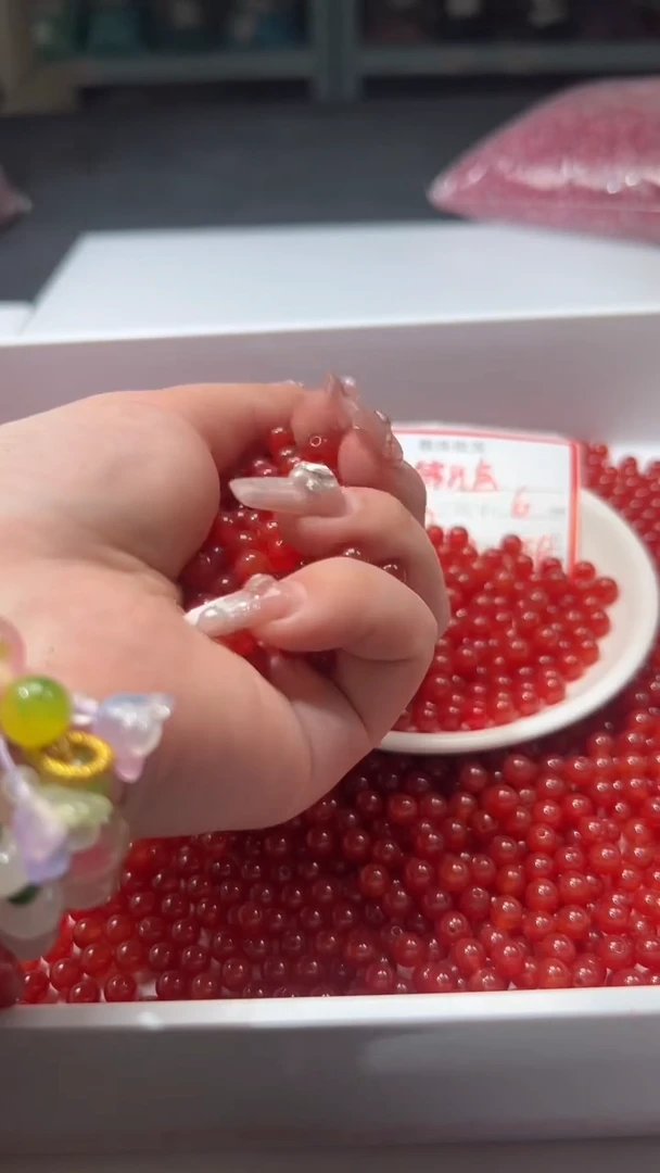 未镶嵌颈饰玛瑙/玉髓w3196冰*锦*红色6mm*50颗