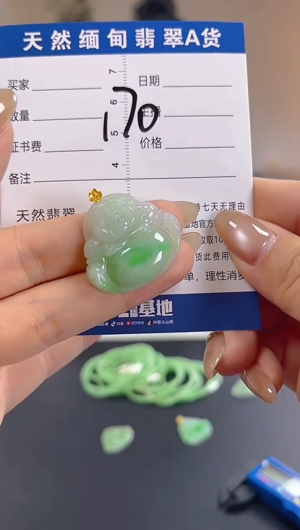 颈饰18K金镶嵌翡翠纯天然缅甸翡翠A货