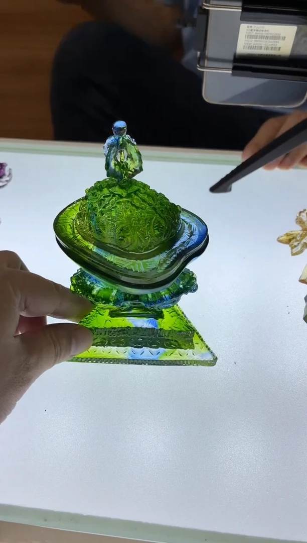 琉璃手工艺品佛前法器绿彩