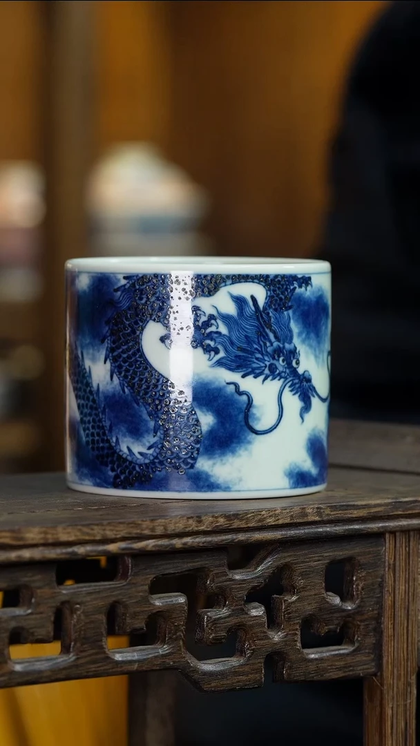 【闪购商品】碗微瑕锡斑重乐静堂龙纹直筒杯
