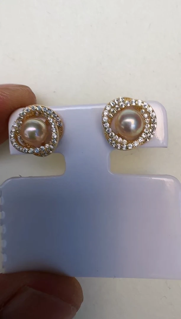 银S925镶嵌海水珍珠耳饰耳钉