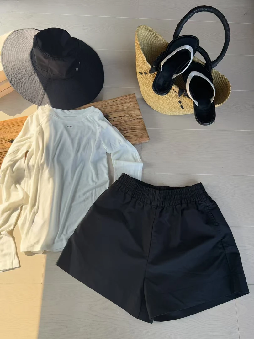 【周炸炸】时尚百搭短裤女夏季阔腿松紧腰休闲裤#249969