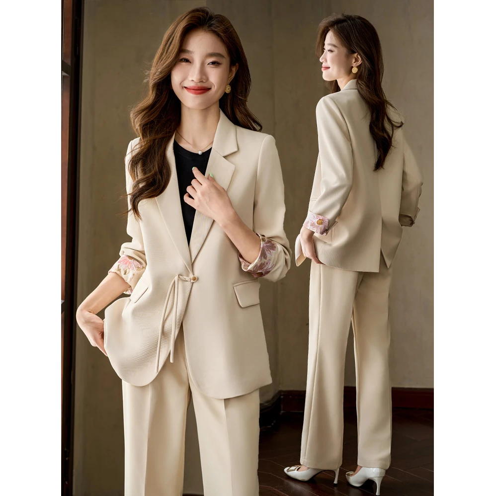 2025新中式春秋季新款时尚气质高级感小西装外套女阔腿裤两件套潮