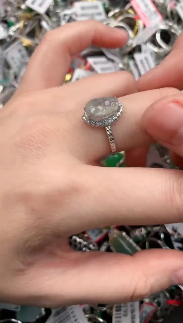 银S925镶嵌戒指翡翠8                  7
