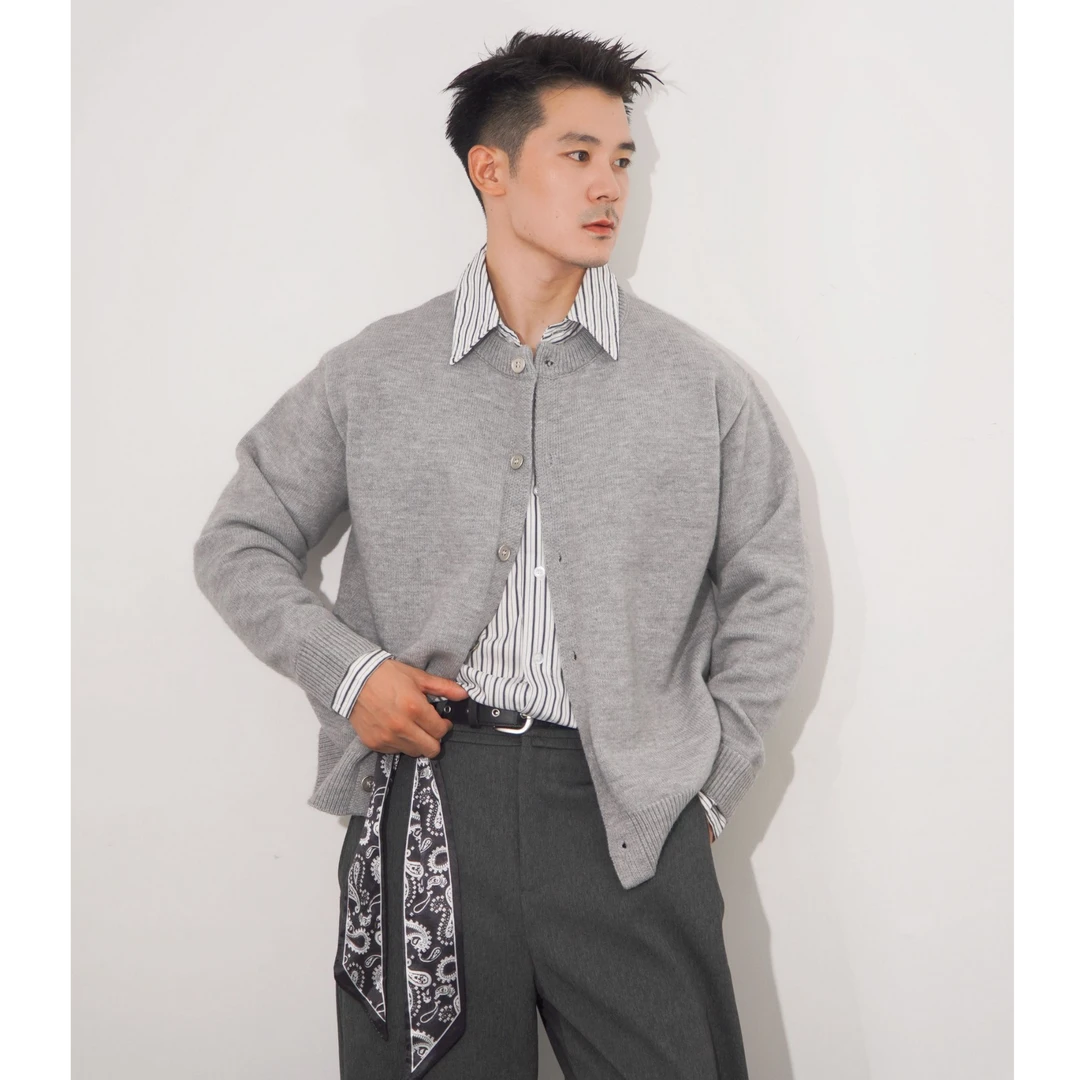 Adresscode 假两件针织开衫/高质学院风假两件针织毛衣 JA-681002