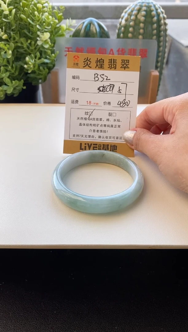 未镶嵌手镯翡翠57.2圈口编码B52