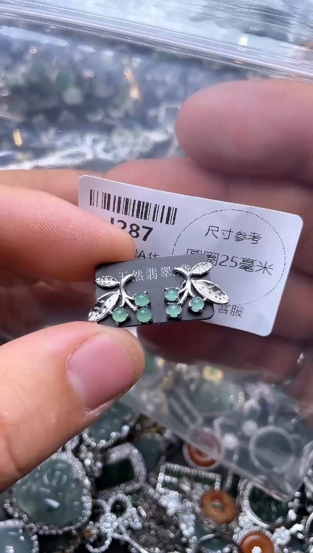 【闪购商品】翡翠颈饰未镶嵌J287耳钉