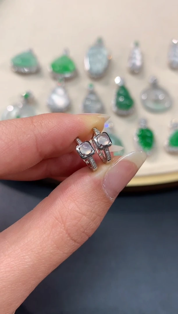 【闪购商品】翡翠耳饰18K金镶嵌耳饰980A20|多样性发货一件