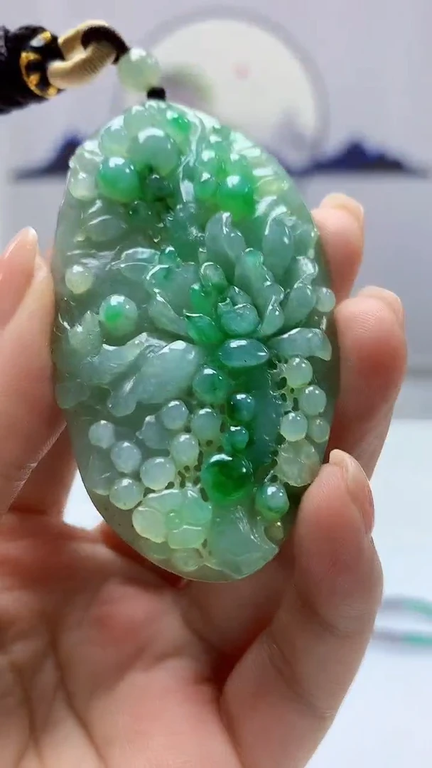 【闪购商品】定制翡翠未镶嵌5145ms-毛货145花鸟赠珠链
