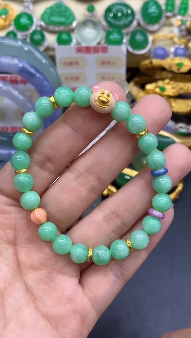 足金镶嵌手链翡翠464-中国好珍宝