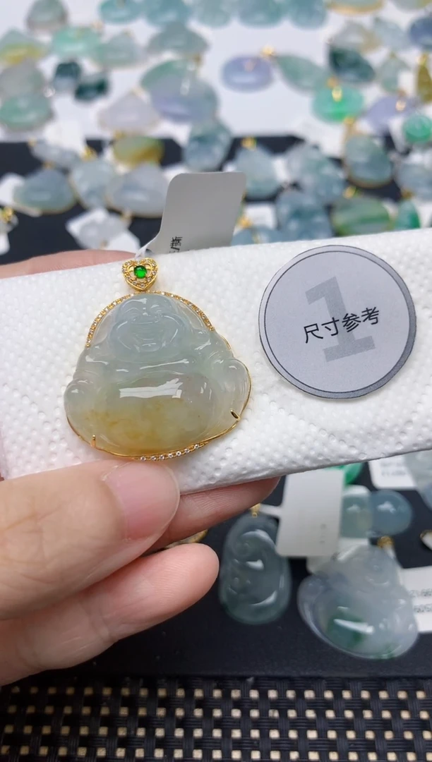 颈饰18K金镶嵌翡翠天然缅甸A货翡翠