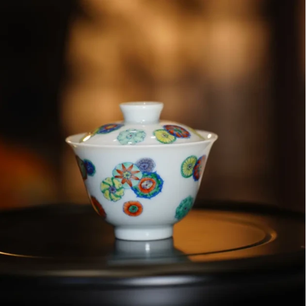 【樊匠造器】皮球花盖碗