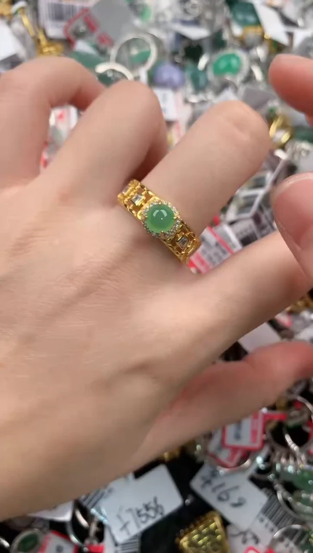 银S925镶嵌戒指翡翠888-----5