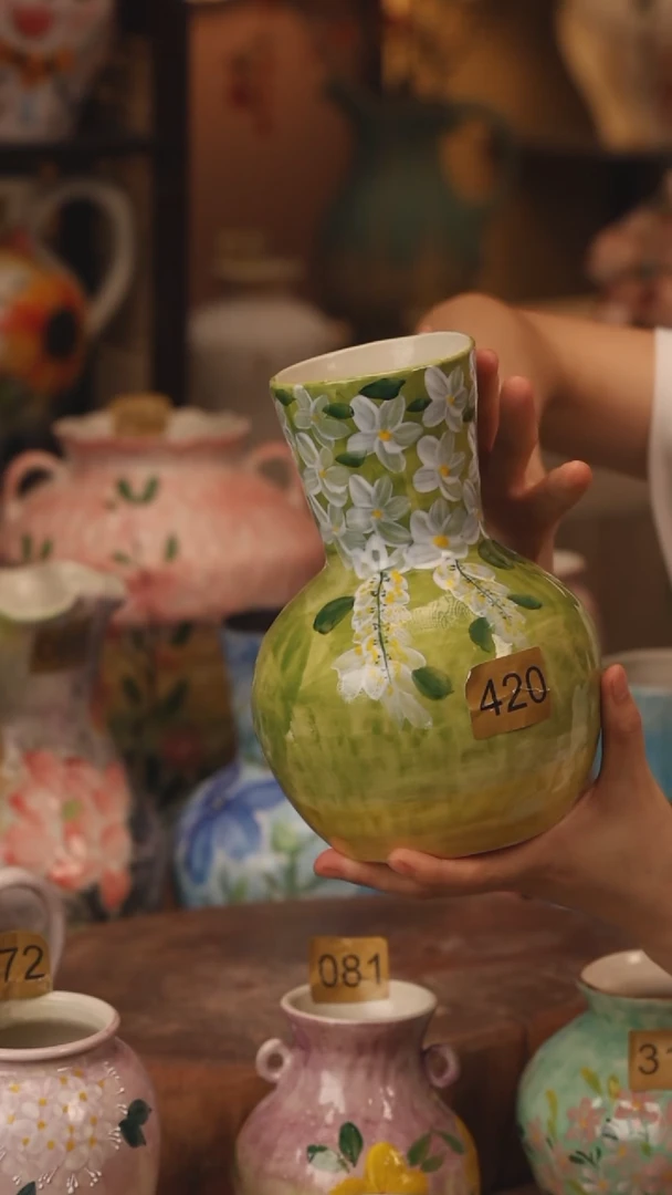 陶瓷420景德镇设计师手作花器摆件侘寂风