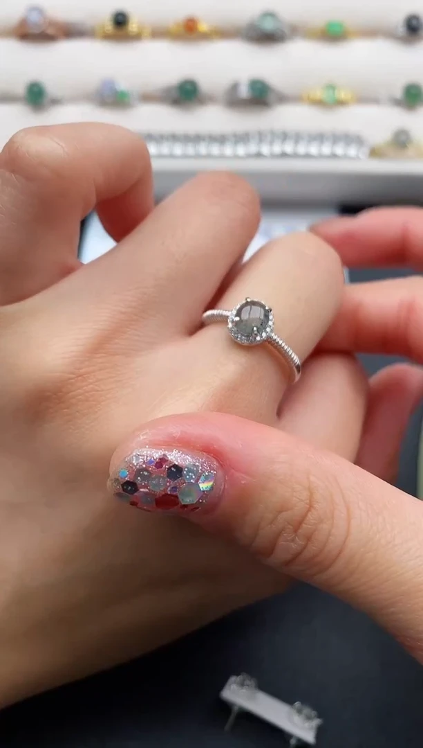 银S925镶嵌戒指翡翠22222222+5