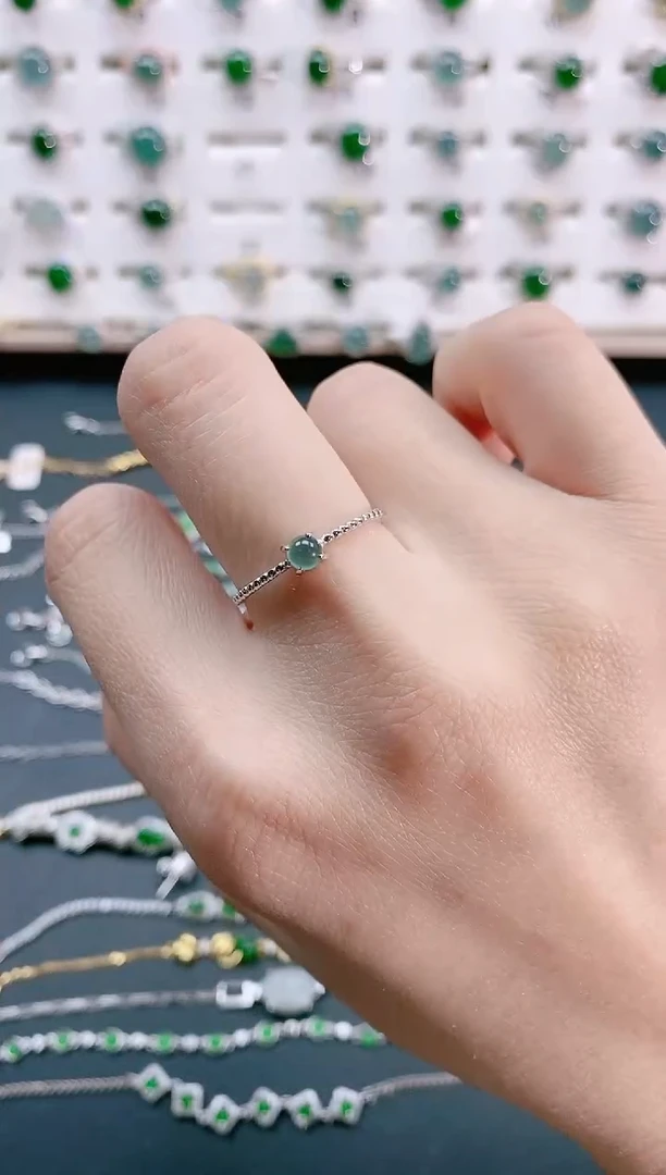 【闪购商品】翡翠戒指银S925镶嵌 天然翡翠