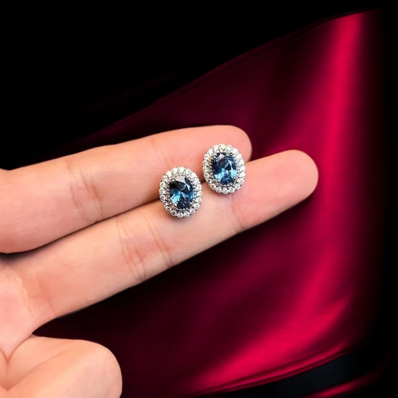 瑾萱高订名饰030-轻奢培育尖晶石精切合金耳饰