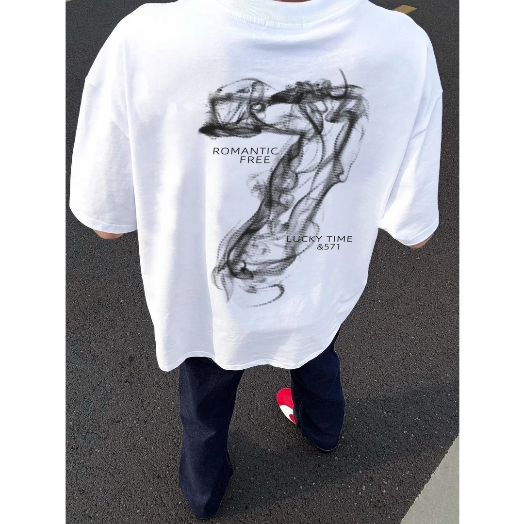 2025新款短袖T恤男生夏季美式高街潮牌上衣宽松休闲纯棉重磅半袖