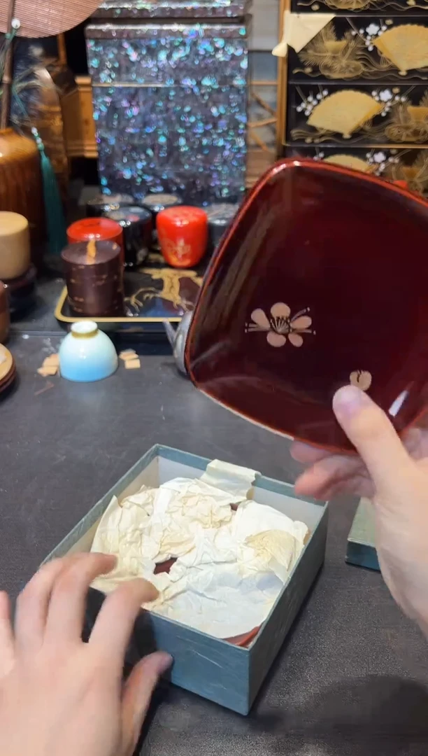 轮岛塗 金莳绘 果子盘五片