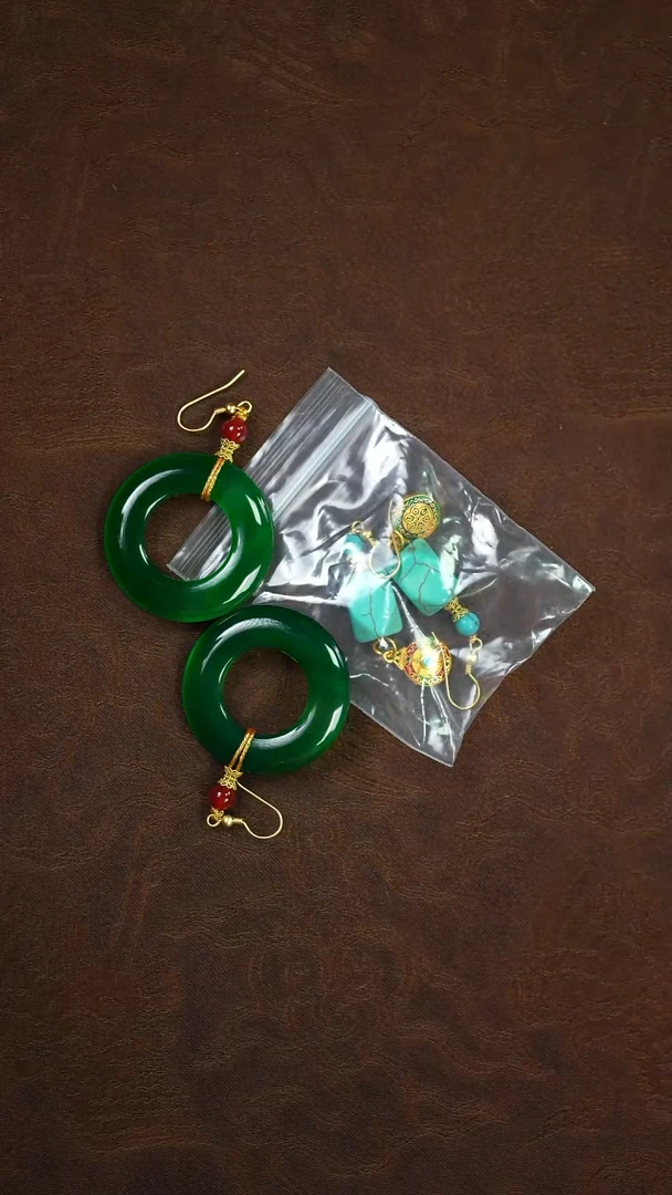 未镶嵌耳环玛瑙/玉髓闪购 平安扣耳环一套