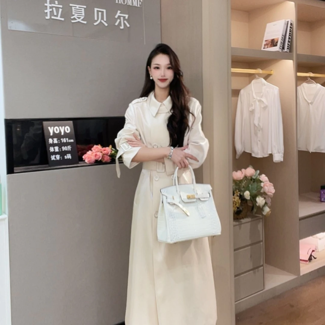 拉夏贝尔25秋季新款休闲时尚气质翻领百搭女士风衣 25336 ZCK
