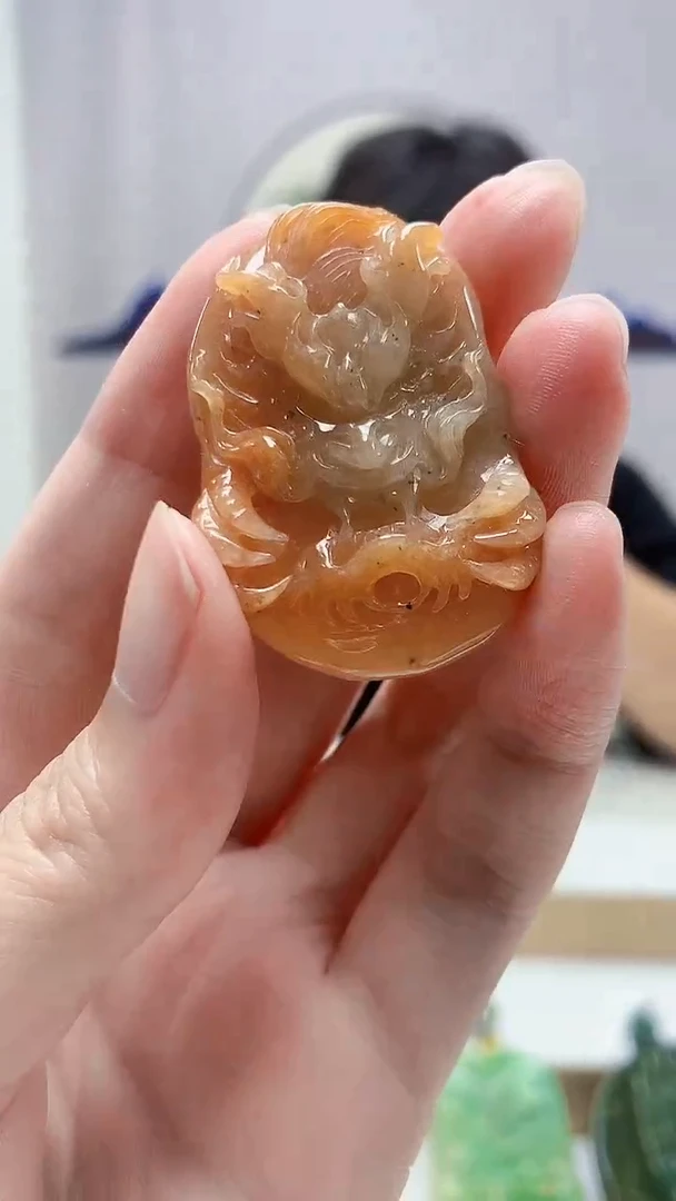 未镶嵌定制翡翠4688zm-毛货挂件龙牌31
