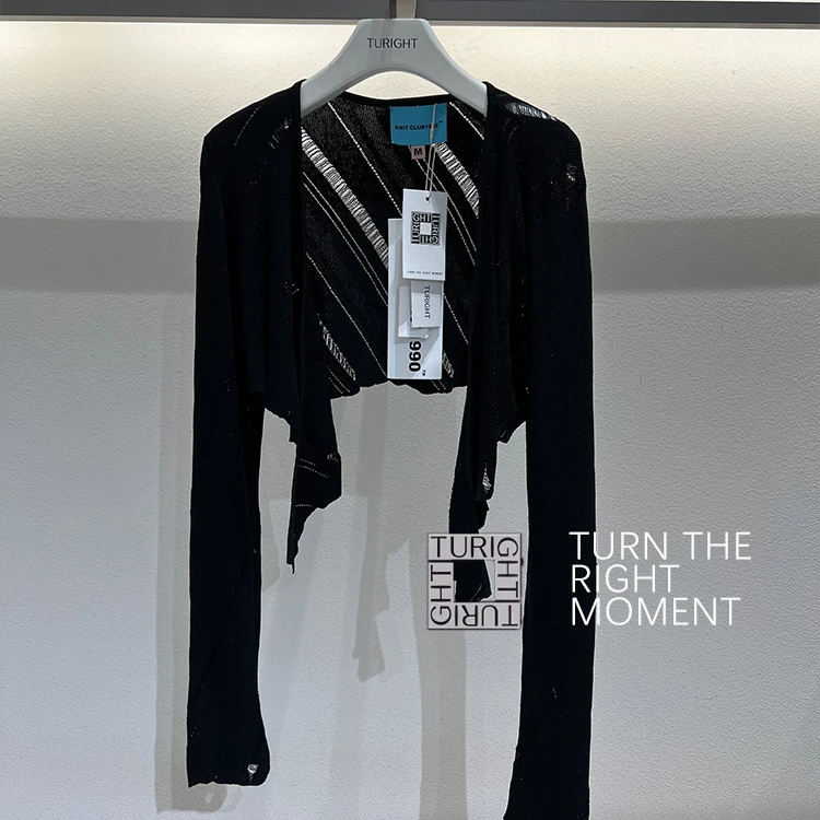 KNiiT KLUBI990 25SS设计师品牌TURIGHT买手店镂空斜纹长袖短上衣